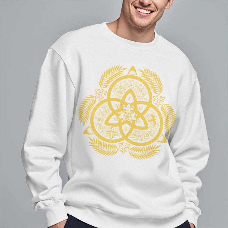 Christiandiscipleshop Classic Style Divine Unity Gold Sacred Emblem Fleece Lined Polyester Sweatshirt