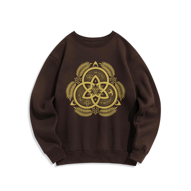 Christiandiscipleshop Classic Style Divine Unity Gold Sacred Emblem Fleece Lined Polyester Sweatshirt