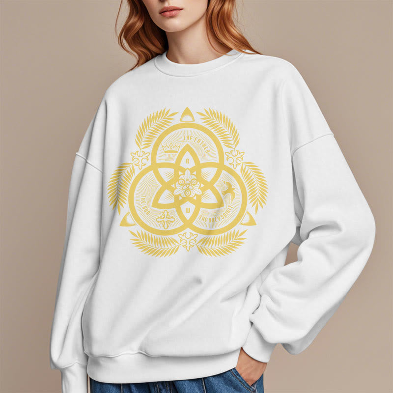 Christiandiscipleshop Classic Style Divine Unity Gold Sacred Emblem Fleece Lined Polyester Sweatshirt