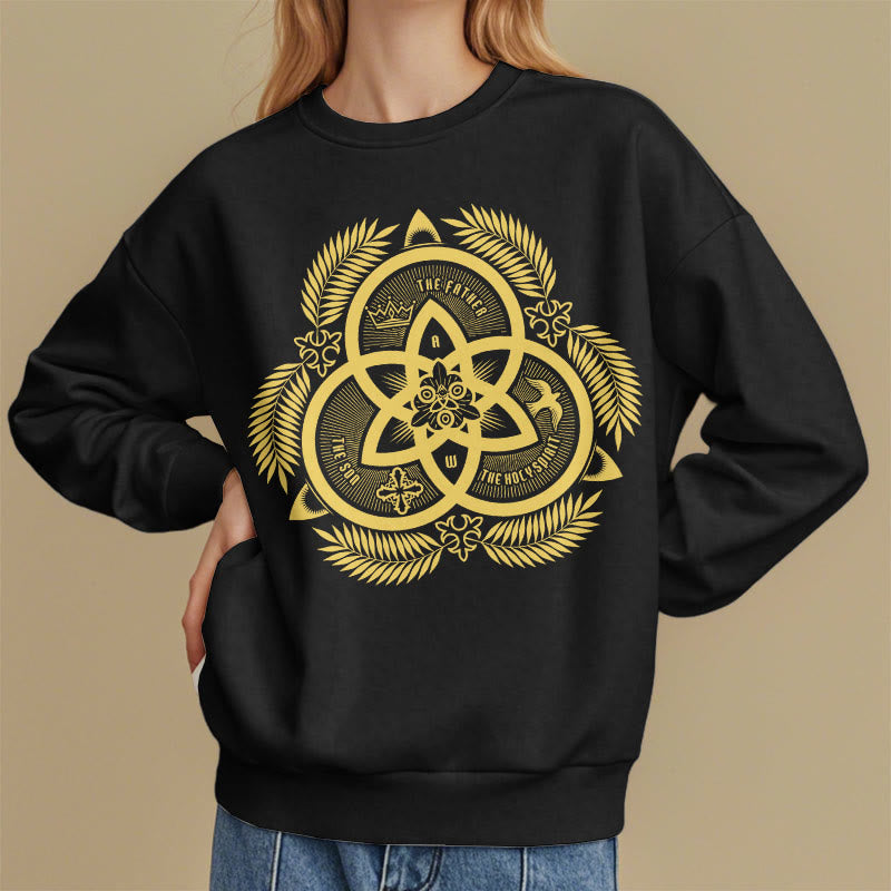 Christiandiscipleshop Classic Style Divine Unity Gold Sacred Emblem Fleece Lined Polyester Sweatshirt
