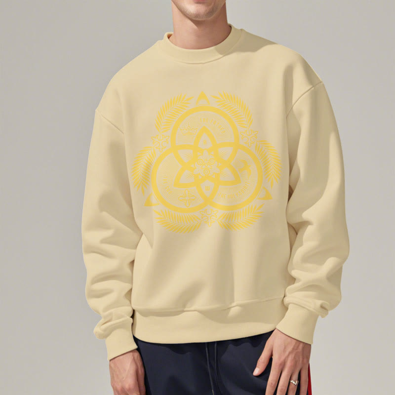 Christiandiscipleshop Classic Style Divine Unity Gold Sacred Emblem Fleece Lined Polyester Sweatshirt