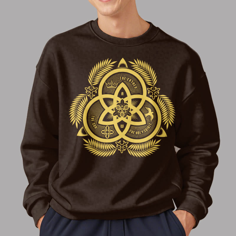 Christiandiscipleshop Classic Style Divine Unity Gold Sacred Emblem Fleece Lined Polyester Sweatshirt