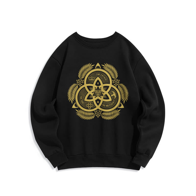 Christiandiscipleshop Classic Style Divine Unity Gold Sacred Emblem Fleece Lined Polyester Sweatshirt