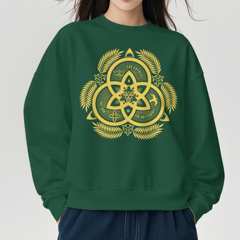 Christiandiscipleshop Classic Style Divine Unity Gold Sacred Emblem Fleece Lined Polyester Sweatshirt