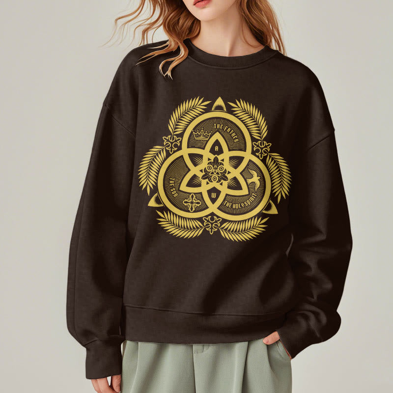 Christiandiscipleshop Classic Style Divine Unity Gold Sacred Emblem Fleece Lined Polyester Sweatshirt