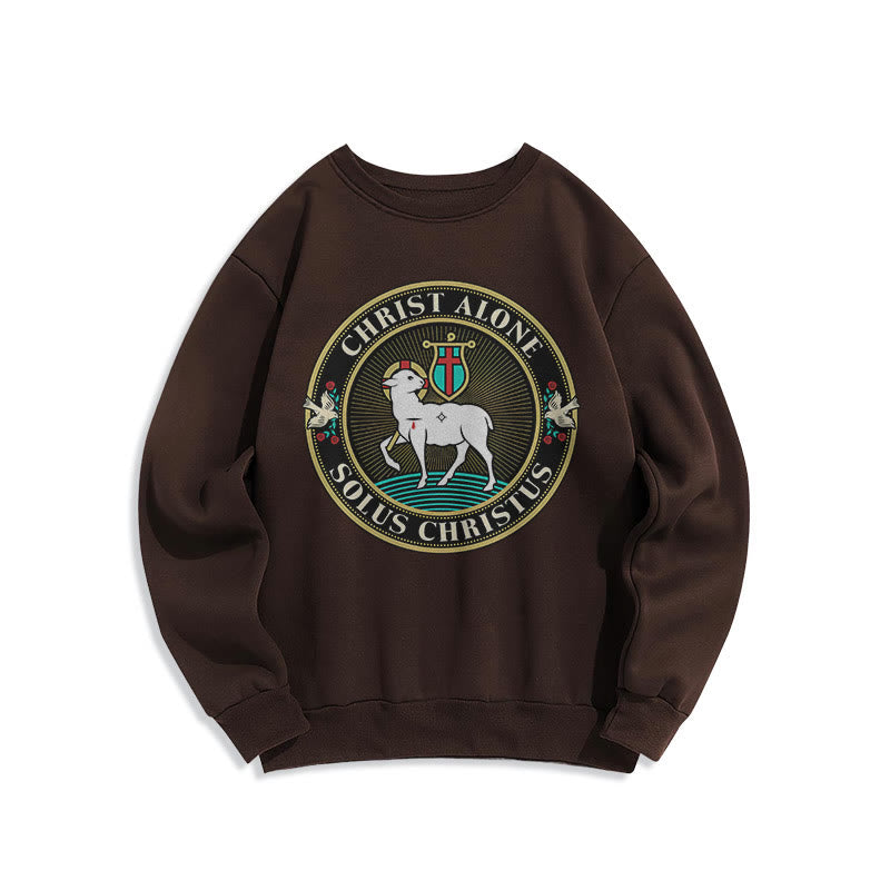 christiandiscipleshop Modern Style Christ Alone Lamb of God Fleece Lined Polyester Sweatshirt
