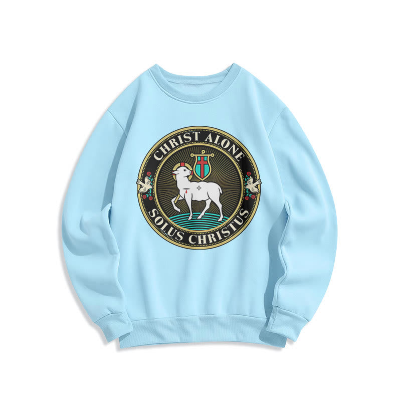 christiandiscipleshop Modern Style Christ Alone Lamb of God Fleece Lined Polyester Sweatshirt