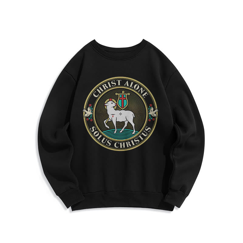 christiandiscipleshop Modern Style Christ Alone Lamb of God Fleece Lined Polyester Sweatshirt