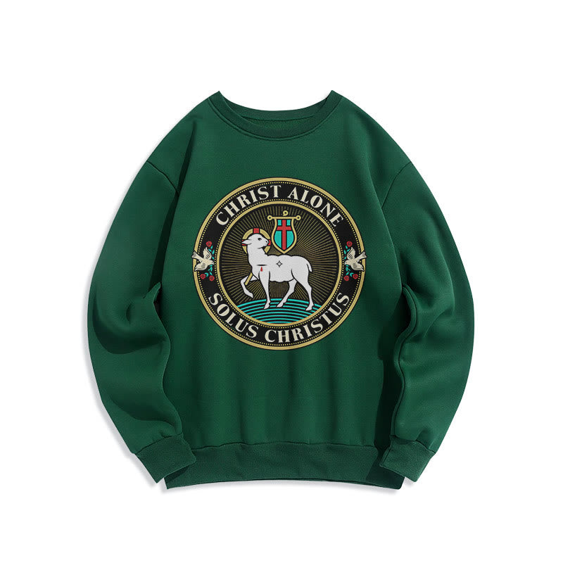 christiandiscipleshop Modern Style Christ Alone Lamb of God Fleece Lined Polyester Sweatshirt