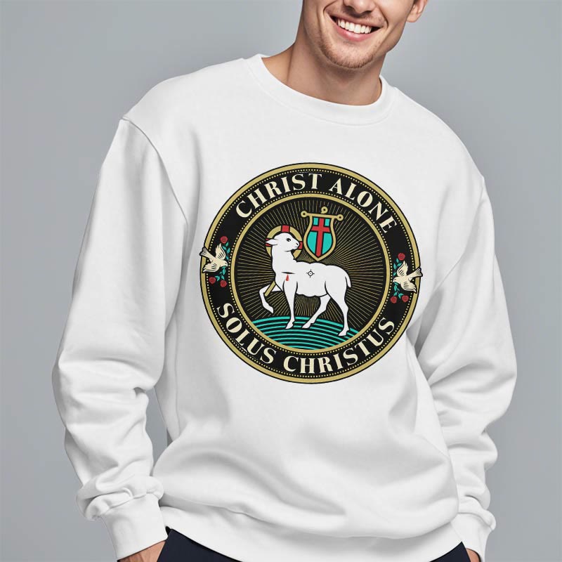 christiandiscipleshop Modern Style Christ Alone Lamb of God Fleece Lined Polyester Sweatshirt