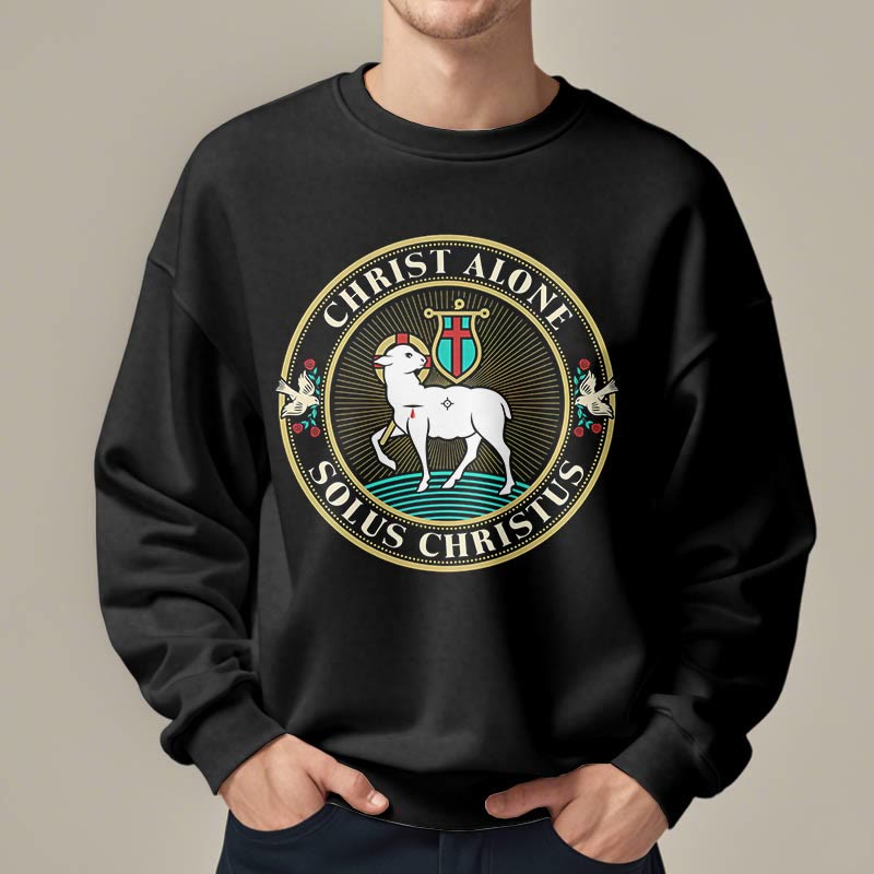christiandiscipleshop Modern Style Christ Alone Lamb of God Fleece Lined Polyester Sweatshirt