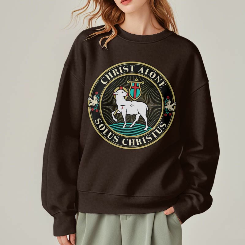 christiandiscipleshop Modern Style Christ Alone Lamb of God Fleece Lined Polyester Sweatshirt