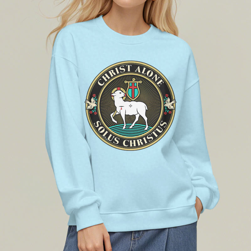 christiandiscipleshop Modern Style Christ Alone Lamb of God Fleece Lined Polyester Sweatshirt