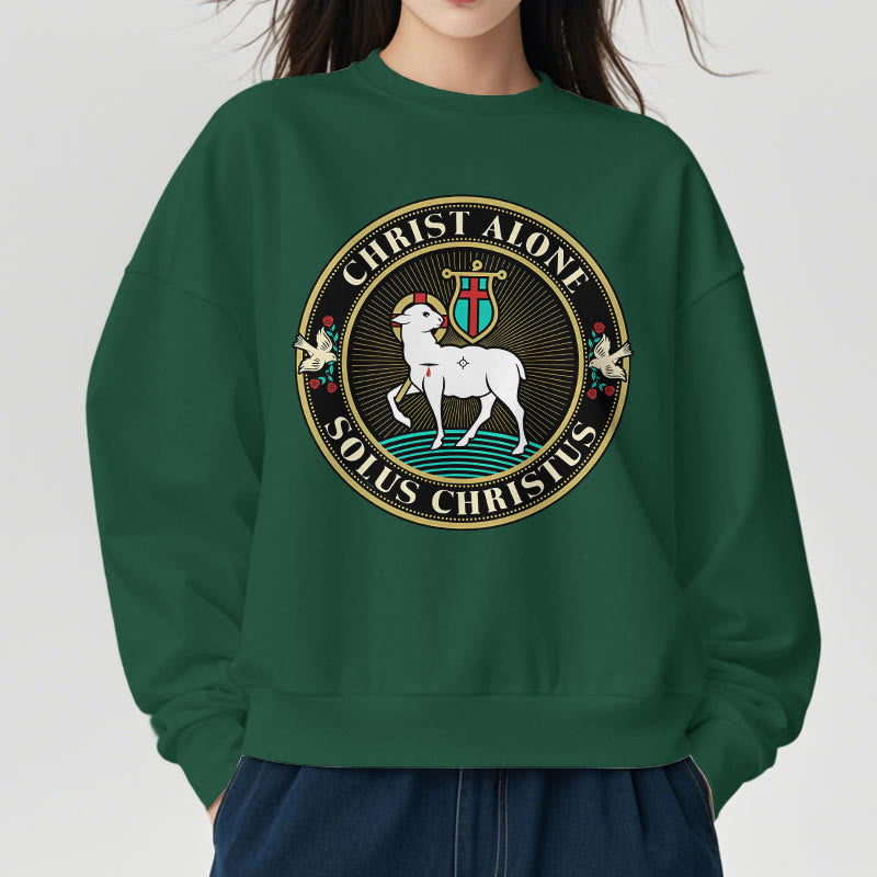 christiandiscipleshop Modern Style Christ Alone Lamb of God Fleece Lined Polyester Sweatshirt