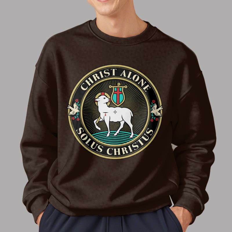 christiandiscipleshop Modern Style Christ Alone Lamb of God Fleece Lined Polyester Sweatshirt