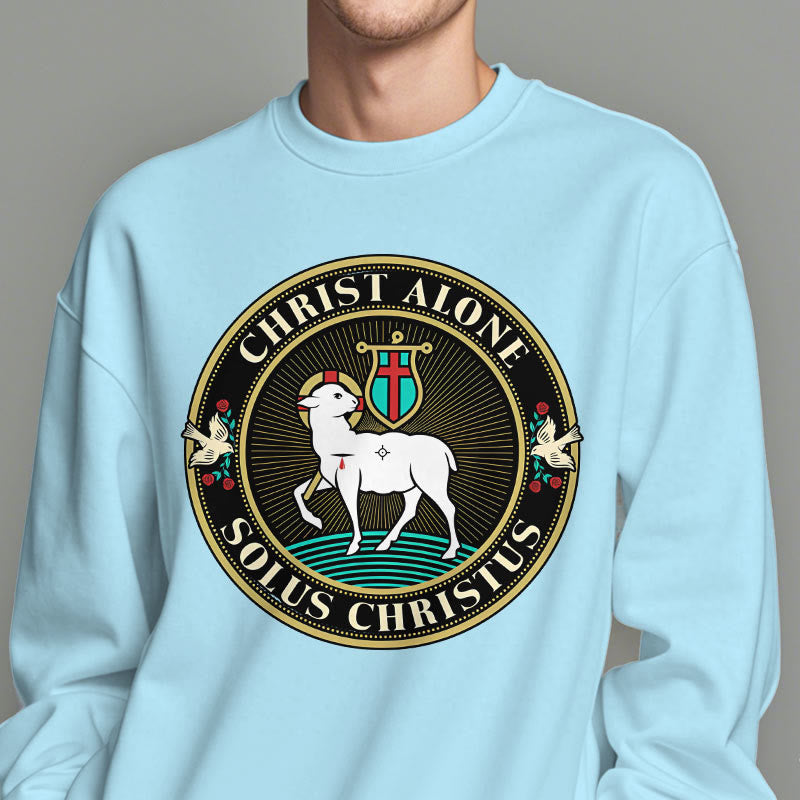 christiandiscipleshop Modern Style Christ Alone Lamb of God Fleece Lined Polyester Sweatshirt
