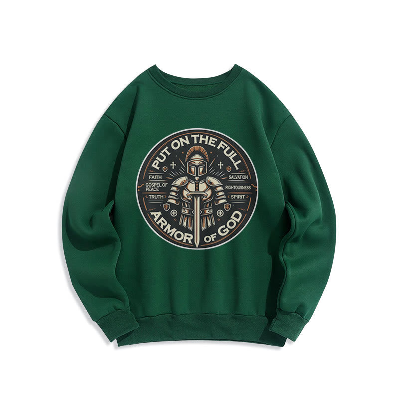 christiandiscipleshop Modern Style Put On The Full Armor of God Fleece Lined Polyester Sweatshirt