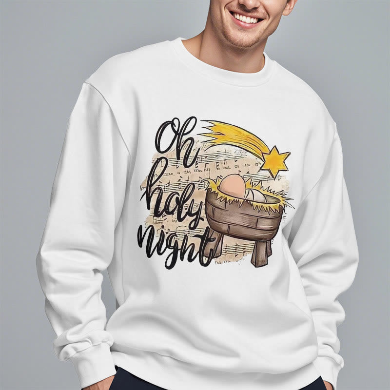Christiandiscipleshop Colored Style Holy Night Cradle Nativity Scene Fleece Lined Polyester Sweatshirt