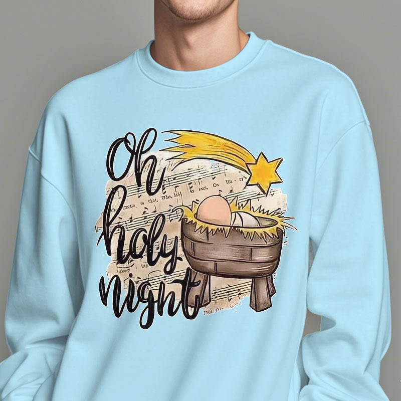 Christiandiscipleshop Colored Style Holy Night Cradle Nativity Scene Fleece Lined Polyester Sweatshirt