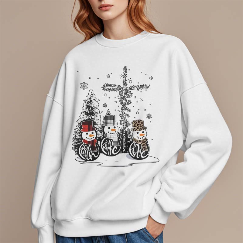 Christiandiscipleshop Colored Style Faith Hope Love Christmas Fleece Lined Polyester Sweatshirt