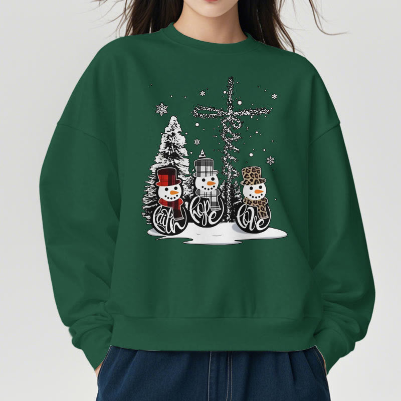 Christiandiscipleshop Colored Style Faith Hope Love Christmas Fleece Lined Polyester Sweatshirt