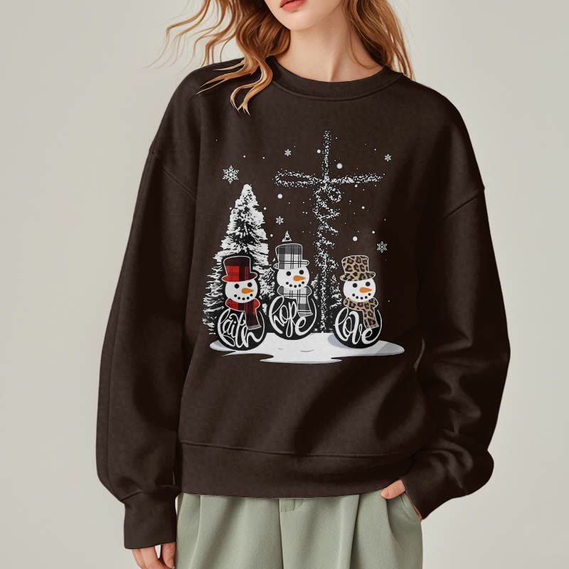 Christiandiscipleshop Colored Style Faith Hope Love Christmas Fleece Lined Polyester Sweatshirt
