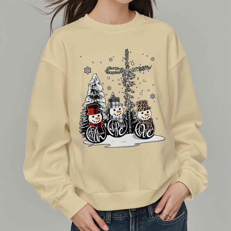 Christiandiscipleshop Colored Style Faith Hope Love Christmas Fleece Lined Polyester Sweatshirt
