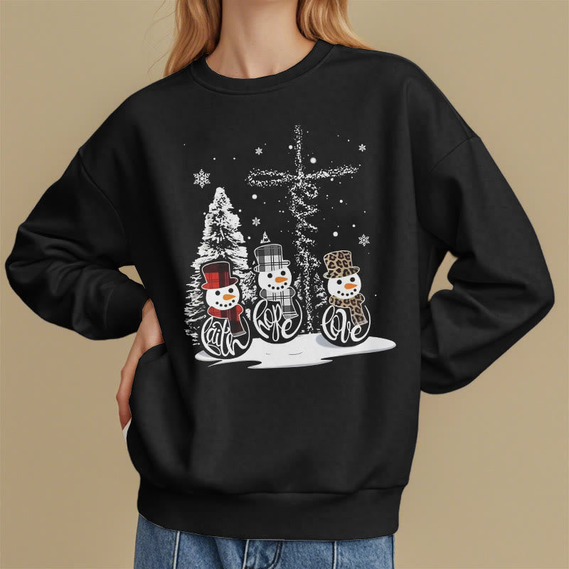 Christiandiscipleshop Colored Style Faith Hope Love Christmas Fleece Lined Polyester Sweatshirt