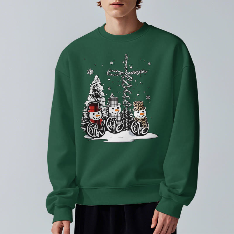 Christiandiscipleshop Colored Style Faith Hope Love Christmas Fleece Lined Polyester Sweatshirt