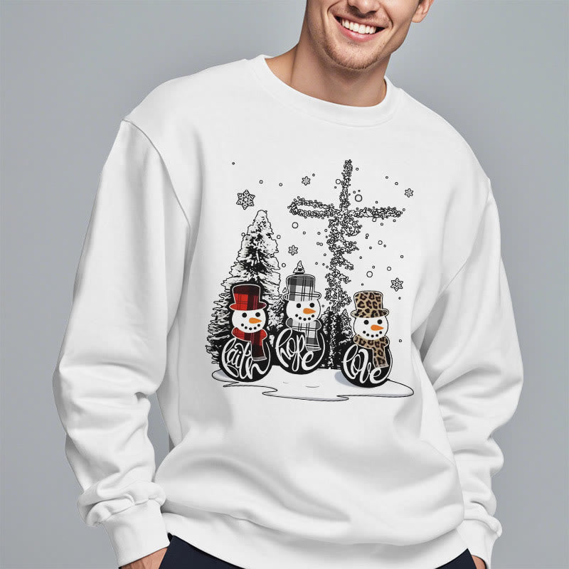 Christiandiscipleshop Colored Style Faith Hope Love Christmas Fleece Lined Polyester Sweatshirt
