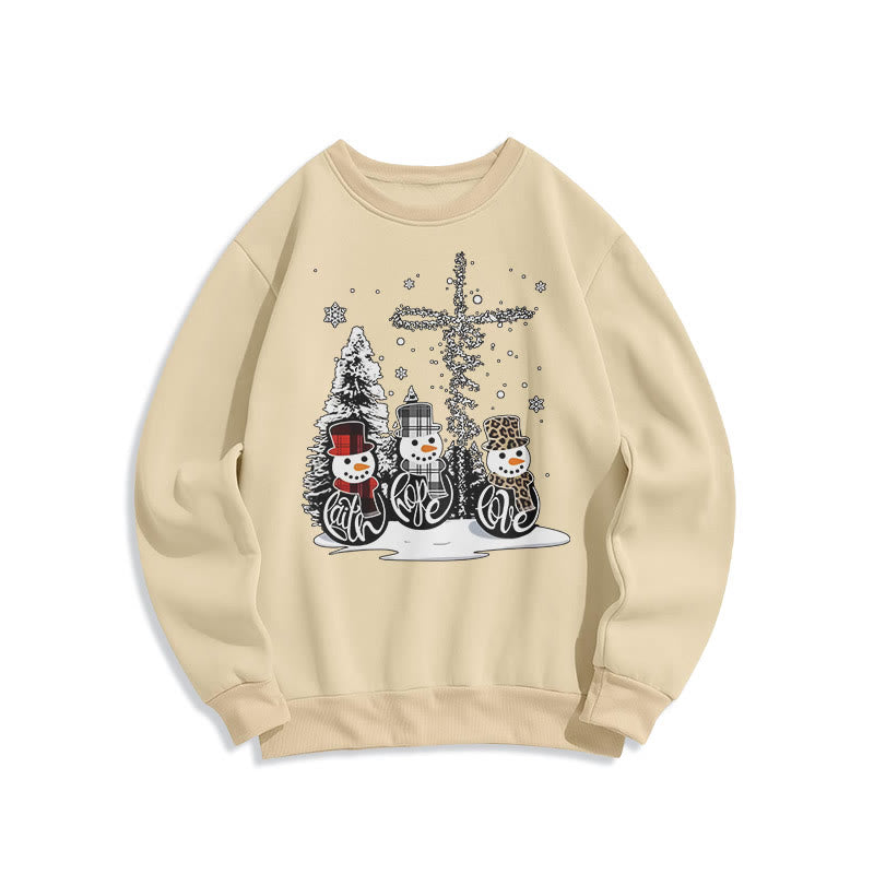 Christiandiscipleshop Colored Style Faith Hope Love Christmas Fleece Lined Polyester Sweatshirt