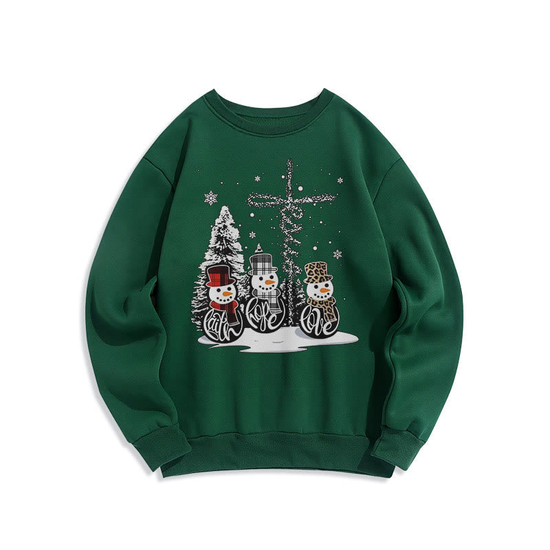 Christiandiscipleshop Colored Style Faith Hope Love Christmas Fleece Lined Polyester Sweatshirt