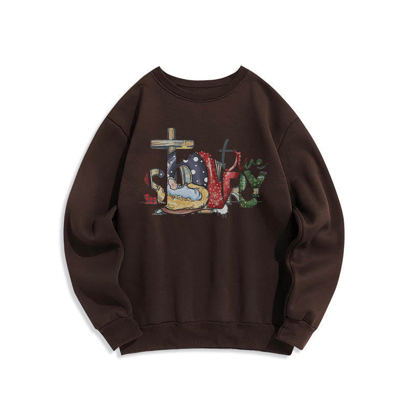 Christiandiscipleshop Modern Style True Story Nativity Scene Fleece Lined Polyester Sweatshirt