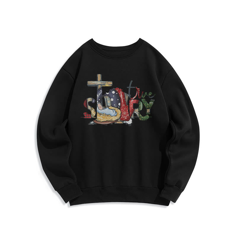 Christiandiscipleshop Modern Style True Story Nativity Scene Fleece Lined Polyester Sweatshirt