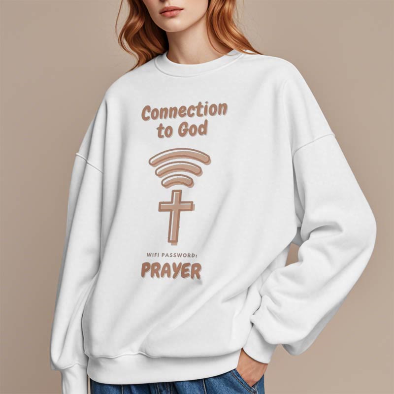 christiandiscipleshop Modern Style Prayer Connection To God Fleece Lined Polyester Sweatshirt