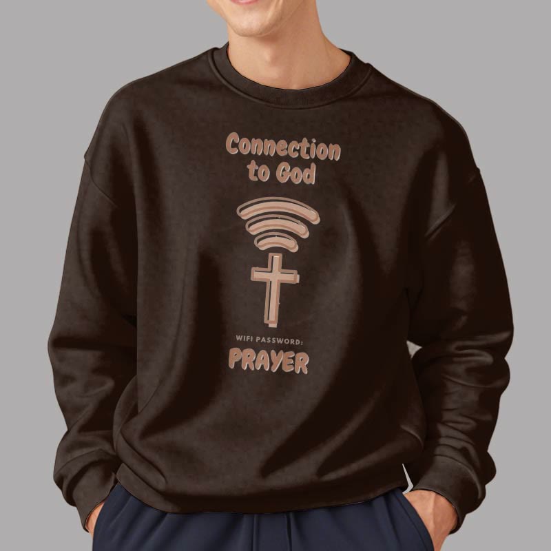 christiandiscipleshop Modern Style Prayer Connection To God Fleece Lined Polyester Sweatshirt