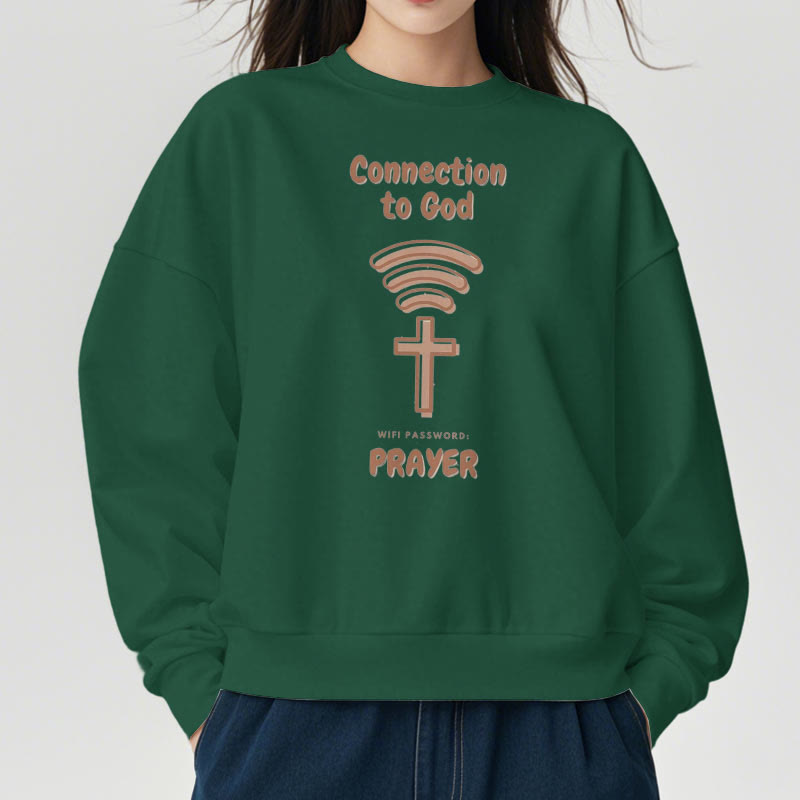 christiandiscipleshop Modern Style Prayer Connection To God Fleece Lined Polyester Sweatshirt