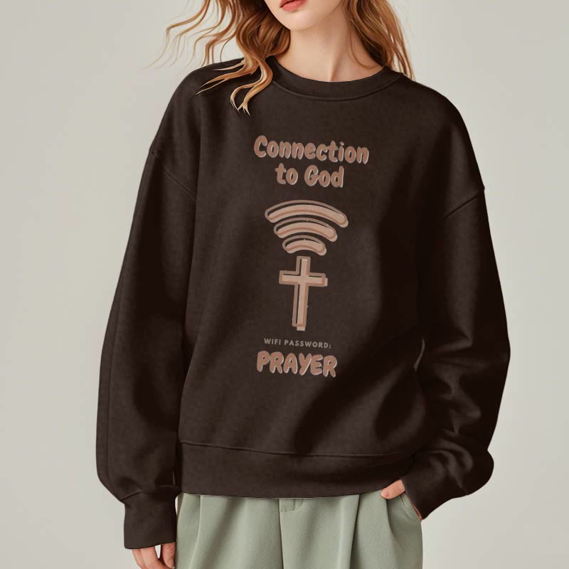 christiandiscipleshop Modern Style Prayer Connection To God Fleece Lined Polyester Sweatshirt