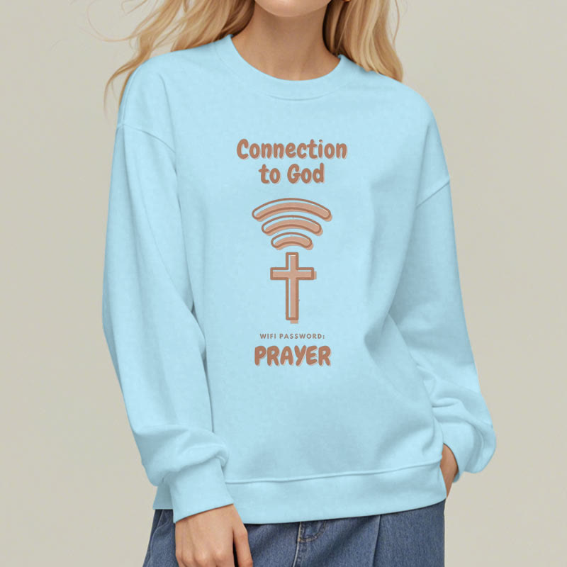 christiandiscipleshop Modern Style Prayer Connection To God Fleece Lined Polyester Sweatshirt