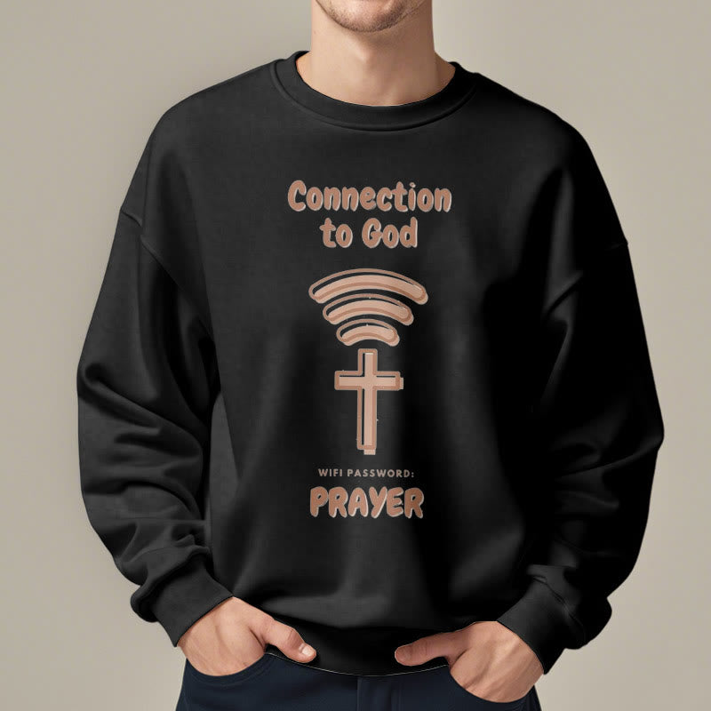 christiandiscipleshop Modern Style Prayer Connection To God Fleece Lined Polyester Sweatshirt