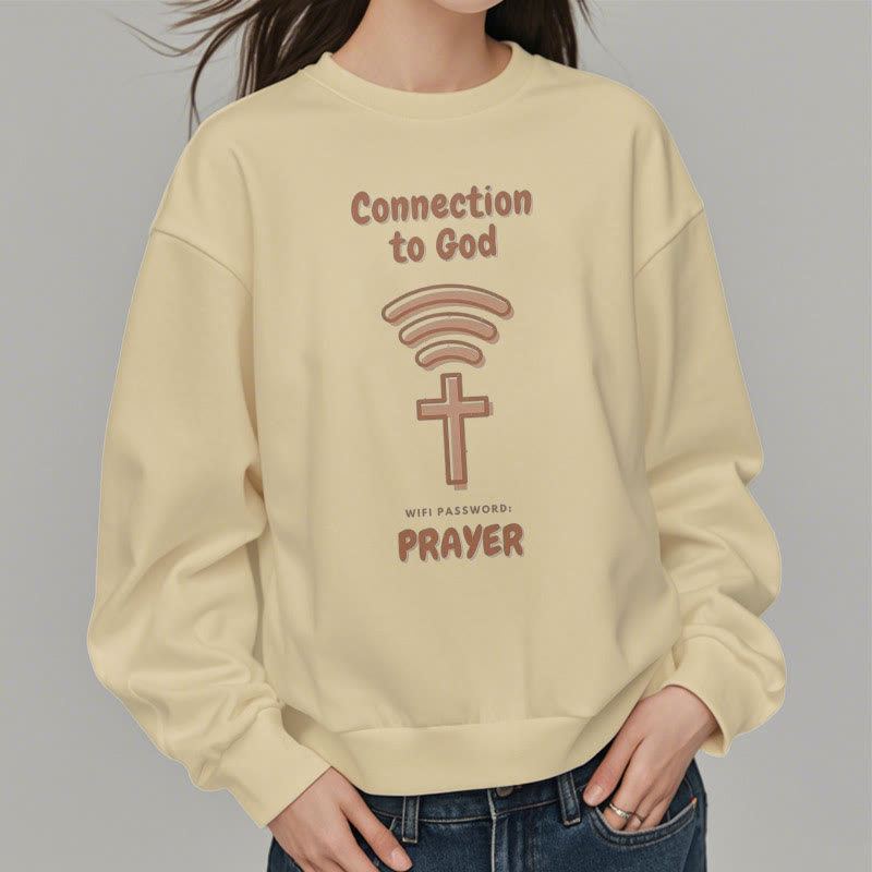 christiandiscipleshop Modern Style Prayer Connection To God Fleece Lined Polyester Sweatshirt