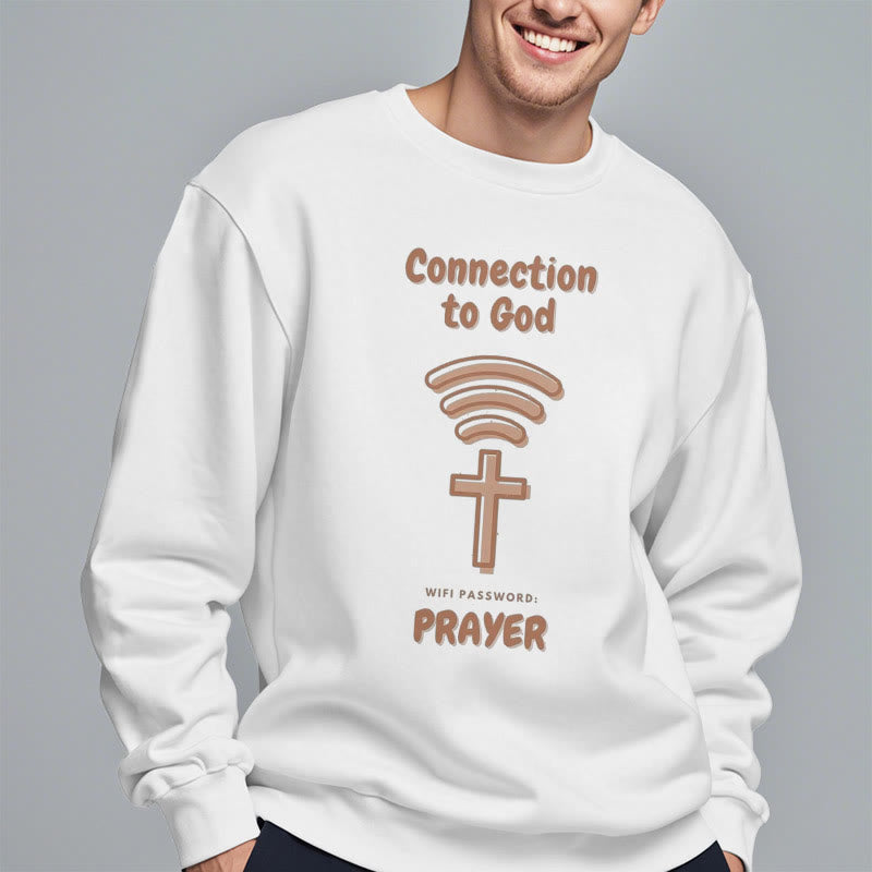 christiandiscipleshop Modern Style Prayer Connection To God Fleece Lined Polyester Sweatshirt