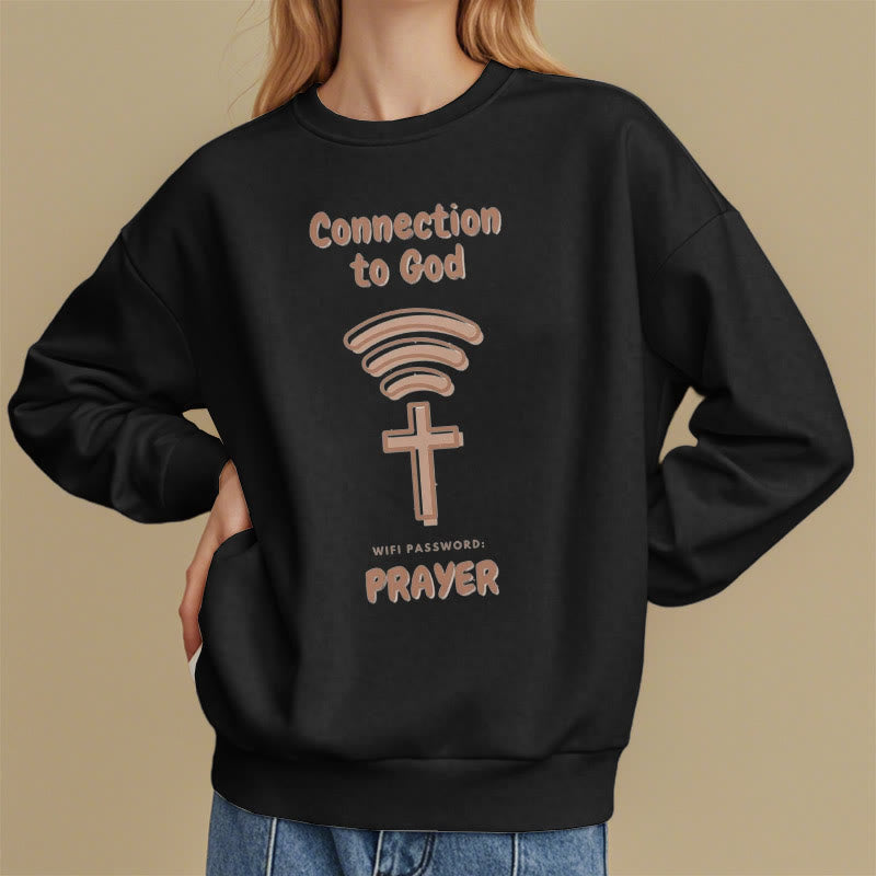 christiandiscipleshop Modern Style Prayer Connection To God Fleece Lined Polyester Sweatshirt