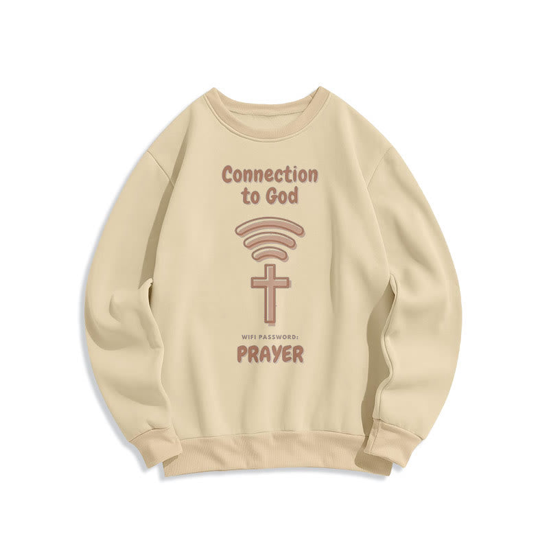christiandiscipleshop Modern Style Prayer Connection To God Fleece Lined Polyester Sweatshirt