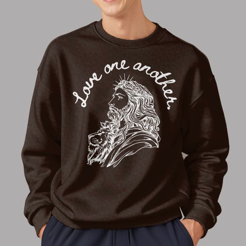 Christiandiscipleshop Classic Style Love One Another Jesus Fleece Lined Polyester Sweatshirt