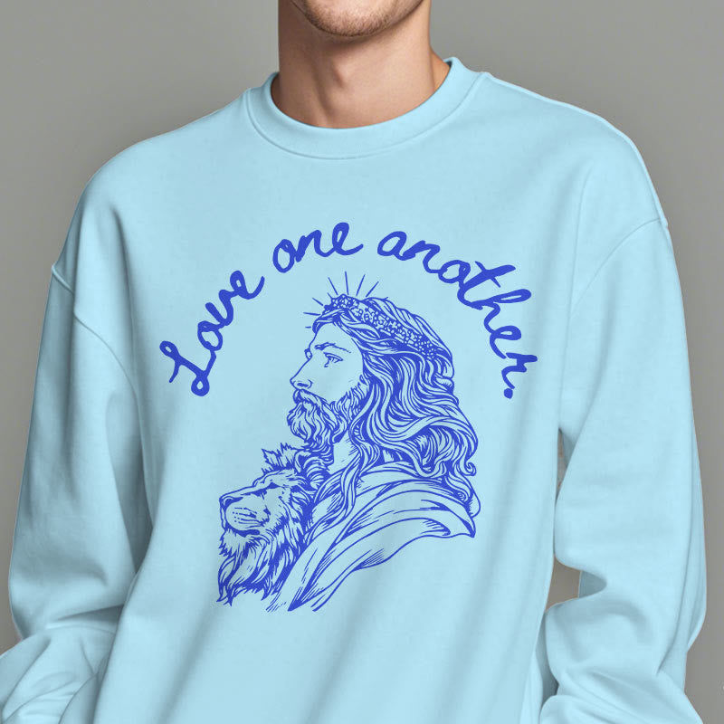 Christiandiscipleshop Classic Style Love One Another Jesus Fleece Lined Polyester Sweatshirt
