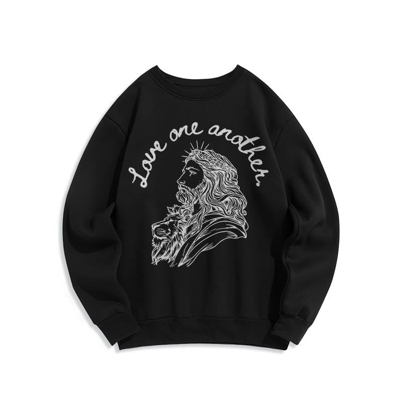 Christiandiscipleshop Classic Style Love One Another Jesus Fleece Lined Polyester Sweatshirt