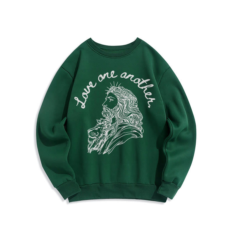 Christiandiscipleshop Classic Style Love One Another Jesus Fleece Lined Polyester Sweatshirt
