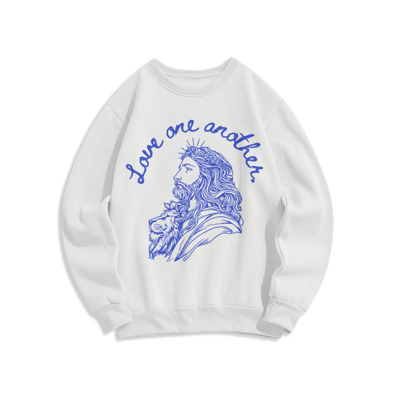 Christiandiscipleshop Classic Style Love One Another Jesus Fleece Lined Polyester Sweatshirt