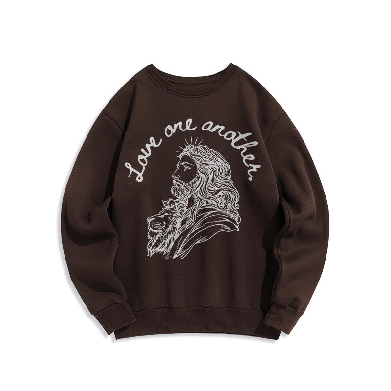 Christiandiscipleshop Classic Style Love One Another Jesus Fleece Lined Polyester Sweatshirt